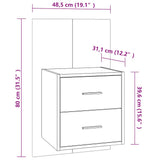 Wall-mounted Bedside Cabinet Black - Low Angle