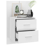 Wall-mounted Bedside Cabinet High Gloss White - Close-Up Angle