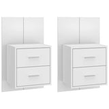 Wall-mounted Bedside Cabinets 2 pcs High Gloss White - Front View