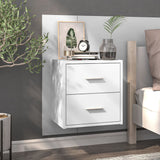 Wall-mounted Bedside Cabinets 2 pcs High Gloss White - Side View