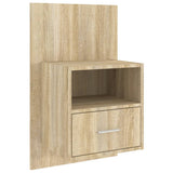 Wall-mounted Bedside Cabinet Sonoma Oak - Front View
