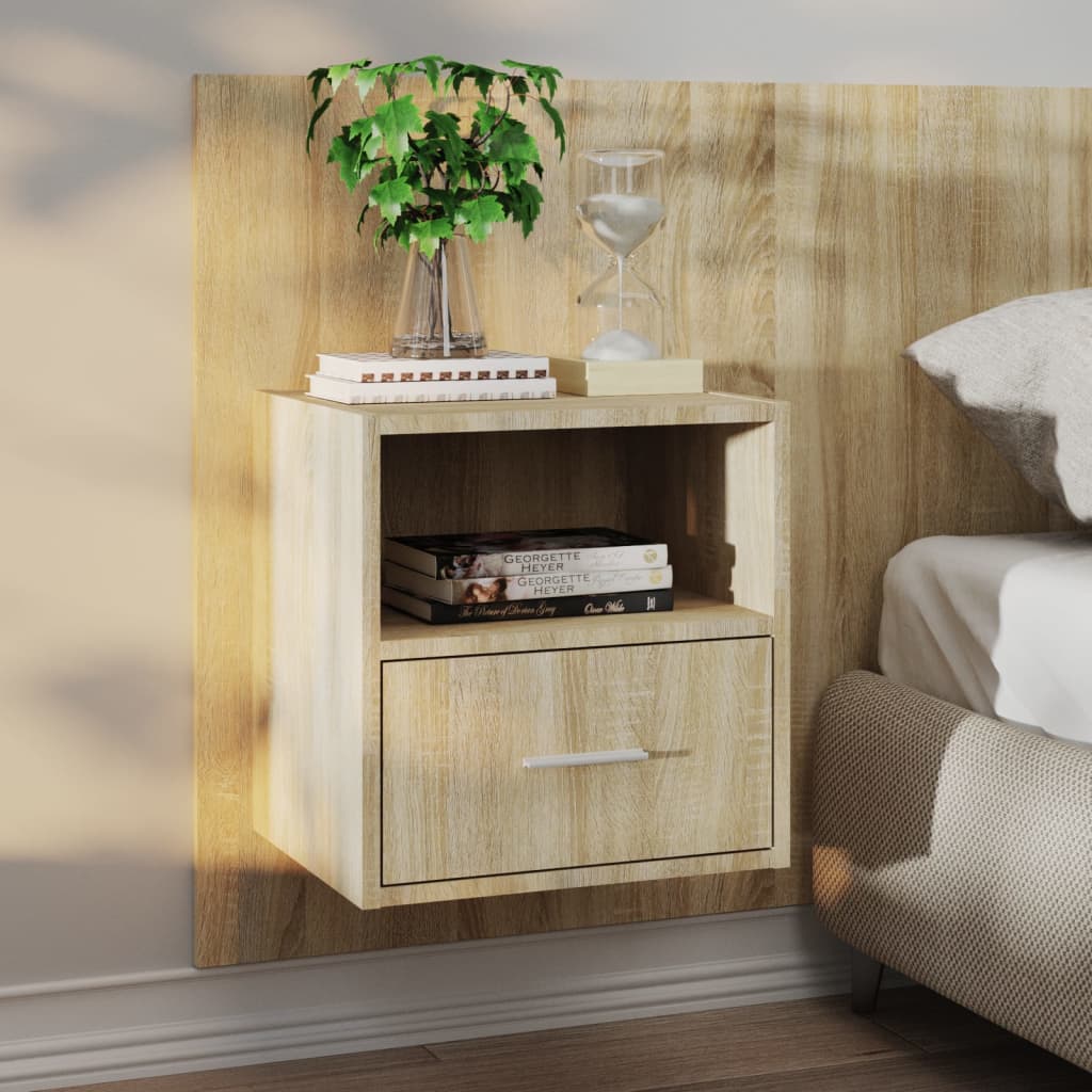 Wall-mounted Bedside Cabinet Sonoma Oak