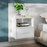 Wall-mounted Bedside Cabinets 2 pcs High Gloss White - Side View
