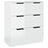 Sideboard High Gloss White 60x30x70 cm Engineered Wood - Front View