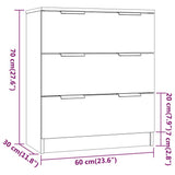 Sideboard High Gloss White 60x30x70 cm Engineered Wood - Low Angle