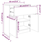 Sideboard White 60x30x70 cm Engineered Wood - Low Angle