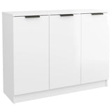Sideboard High Gloss White 90.5x30x70 cm Engineered Wood - Front View