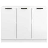 Sideboard High Gloss White 90.5x30x70 cm Engineered Wood - 45-Degree Angle