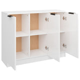 Sideboard High Gloss White 90.5x30x70 cm Engineered Wood - Close-Up Angle