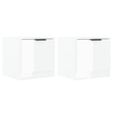 Bedside Cabinets 2 pcs High Gloss White 40x39x40 cm - Front View