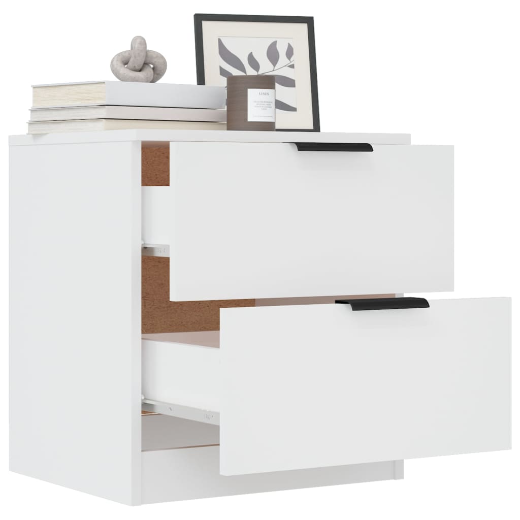 Bedside Cabinet White Engineered Wood