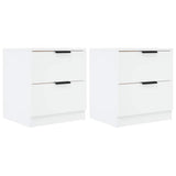 Bedside Cabinets 2 pcs White Engineered Wood - Front View