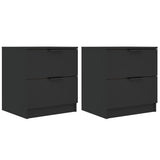 Bedside Cabinets 2 pcs Black Engineered Wood - Front View