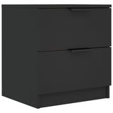 Bedside Cabinets 2 pcs Black Engineered Wood - 45-Degree Angle