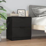 Bedside Cabinets 2 pcs Black Engineered Wood - Side View