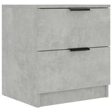 Bedside Cabinet Concrete Grey Engineered Wood - Front View