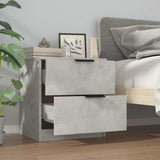 Bedside Cabinet Concrete Grey Engineered Wood - Side View