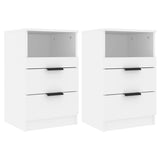 Bedside Cabinets 2 pcs White Engineered Wood - Front View