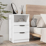 Bedside Cabinets 2 pcs White Engineered Wood - Side View