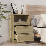 Bedside Cabinet Sonoma Oak Engineered Wood - Rear View