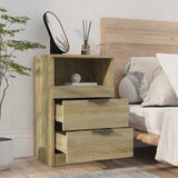 Bedside Cabinets 2 pcs Sonoma Oak Engineered Wood - Low Angle