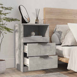 Bedside Cabinet Concrete Grey Engineered Wood - Side View