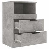 Bedside Cabinets 2 pcs Concrete Grey Engineered Wood - Rear View