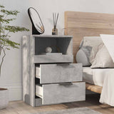 Bedside Cabinets 2 pcs Concrete Grey Engineered Wood - Low Angle