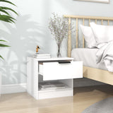 Bedside Cabinet White Engineered Wood - Side View