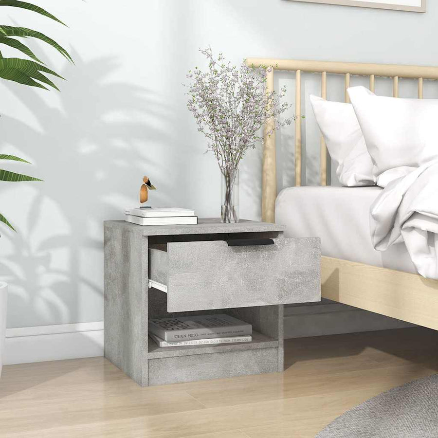 Bedside Cabinet Concrete Grey Engineered Wood