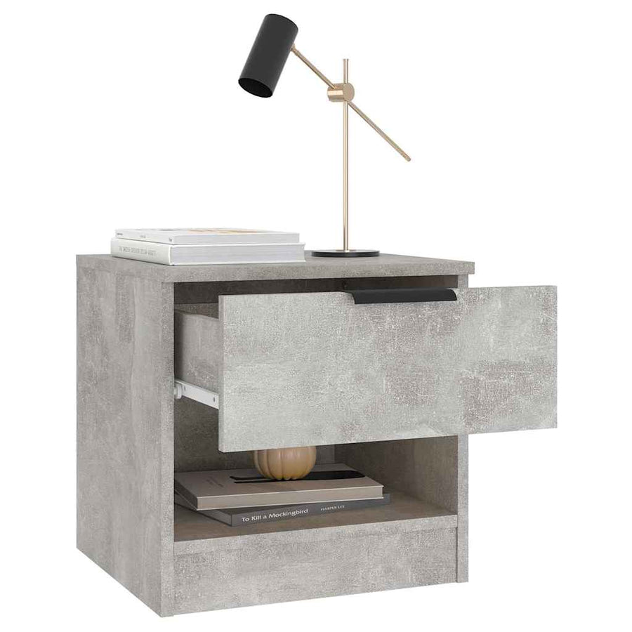 Bedside Cabinet Concrete Grey Engineered Wood