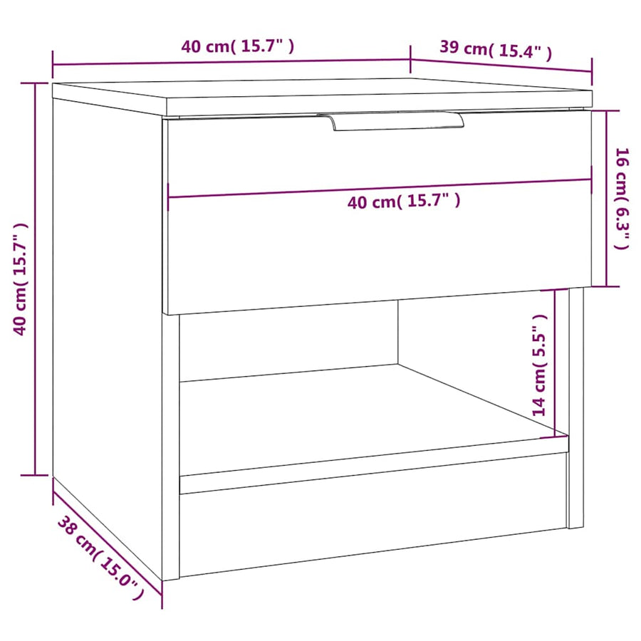 Bedside Cabinet Concrete Grey Engineered Wood