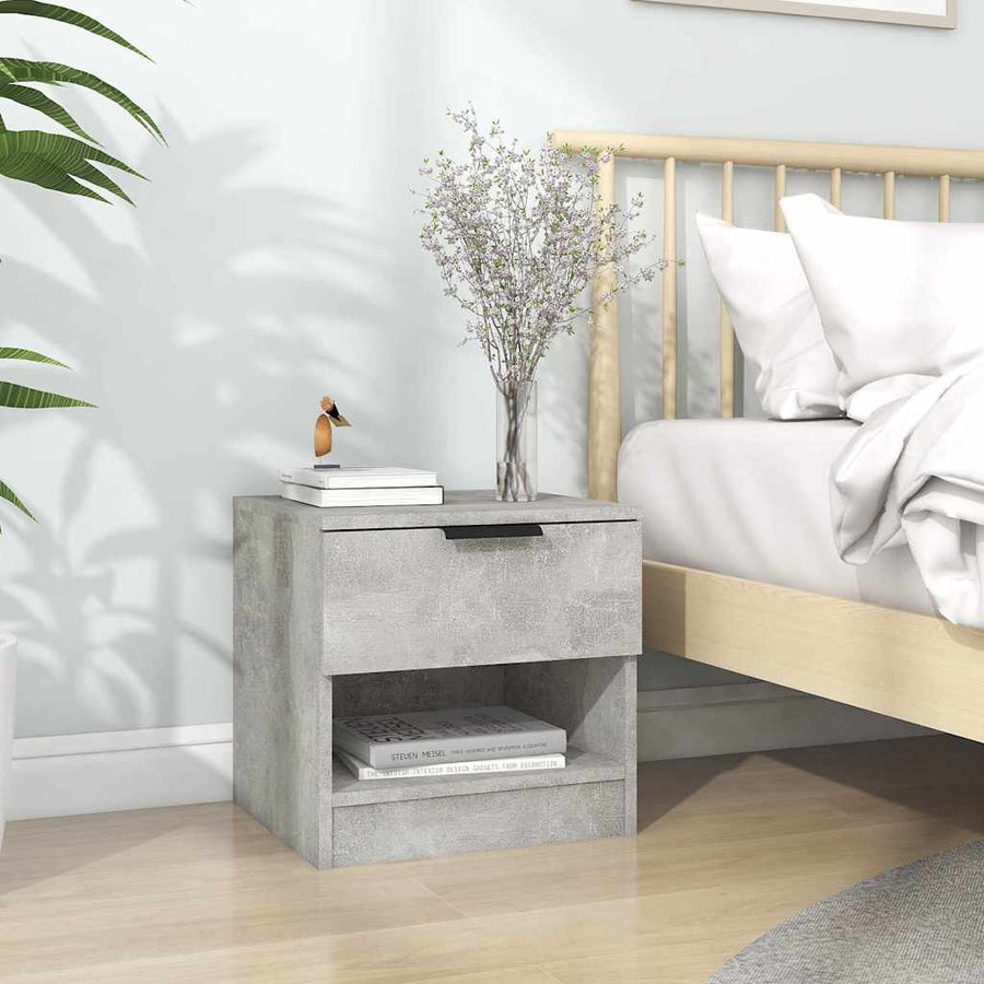 Bedside Cabinet Concrete Grey Engineered Wood