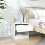 Bedside Cabinets 2 pcs High Gloss White Engineered Wood - Side View