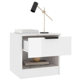Bedside Cabinets 2 pcs High Gloss White Engineered Wood