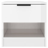 Bedside Cabinets 2 pcs High Gloss White Engineered Wood - Top-Down View