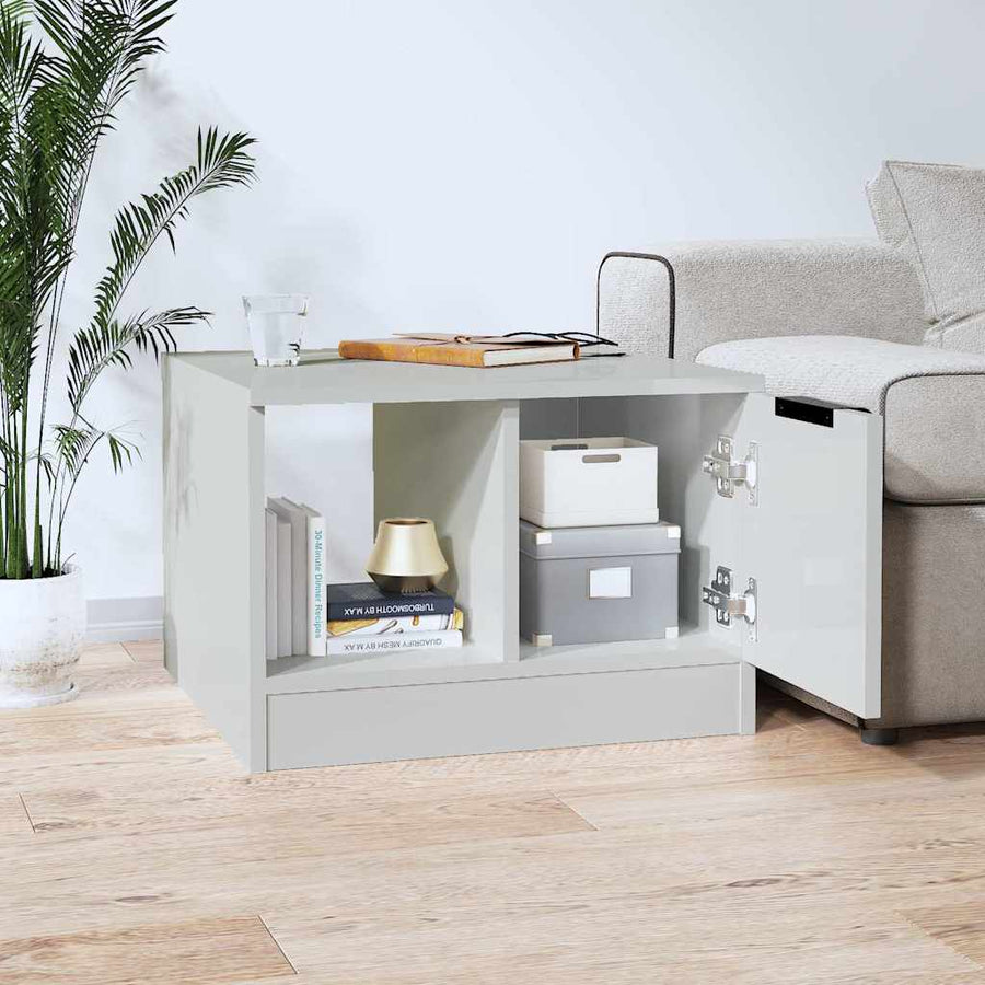 Coffee Table High Gloss White 50x50x36 cm Engineered Wood