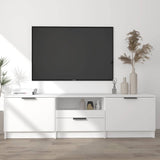 TV Cabinet White 140x35x40 cm Engineered Wood - Top-Down View