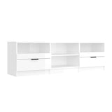 TV Cabinet High Gloss White 150x33.5x45 cm Engineered Wood - Front View