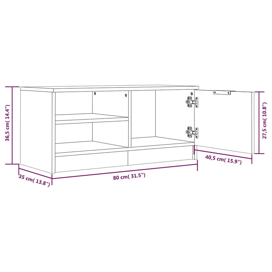 TV Cabinet Sonoma Oak 80x35x36.5 cm Engineered Wood