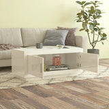 Coffee Table High Gloss White 102x50x45 cm Engineered Wood - Rear View