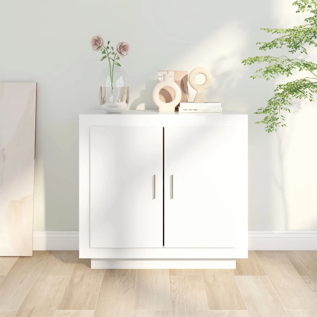 Sideboard High Gloss White 80x40x75 cm Engineered Wood