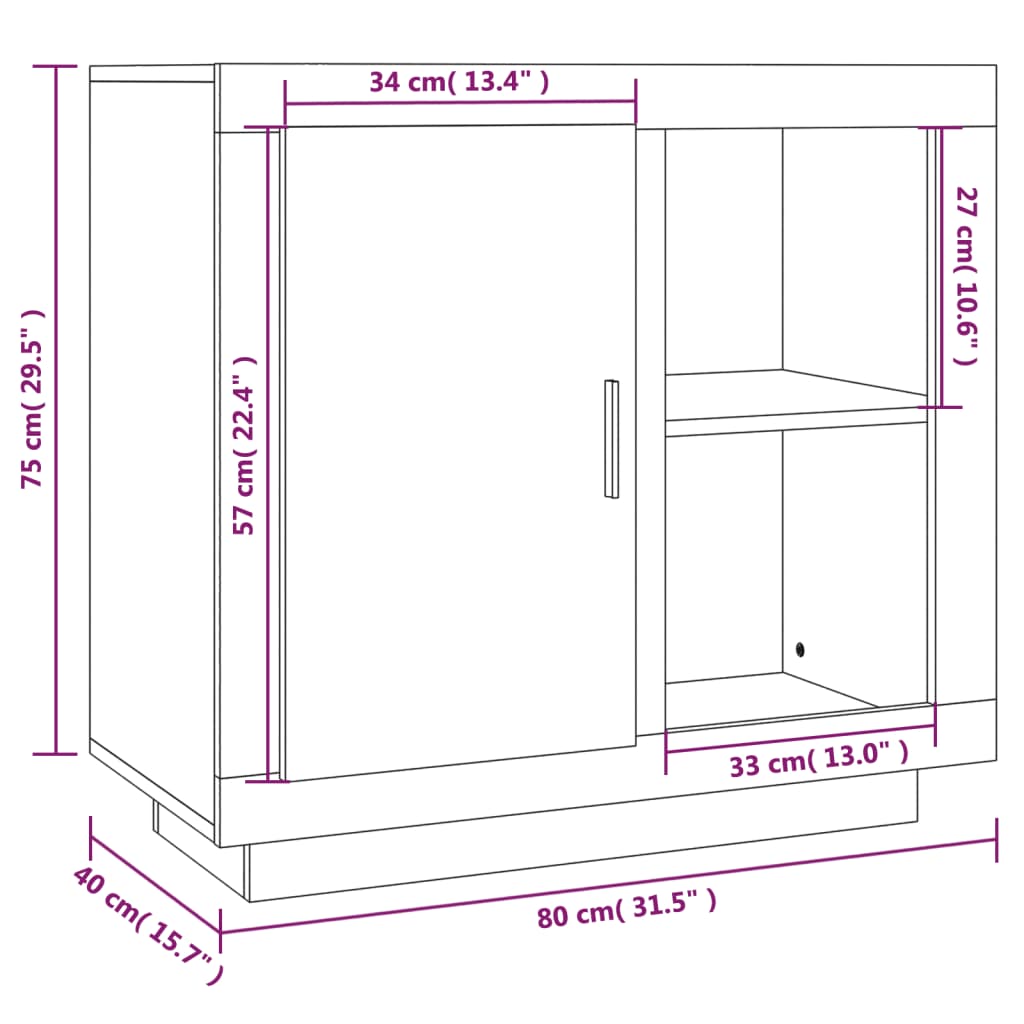 Sideboard Black 80x40x75 cm