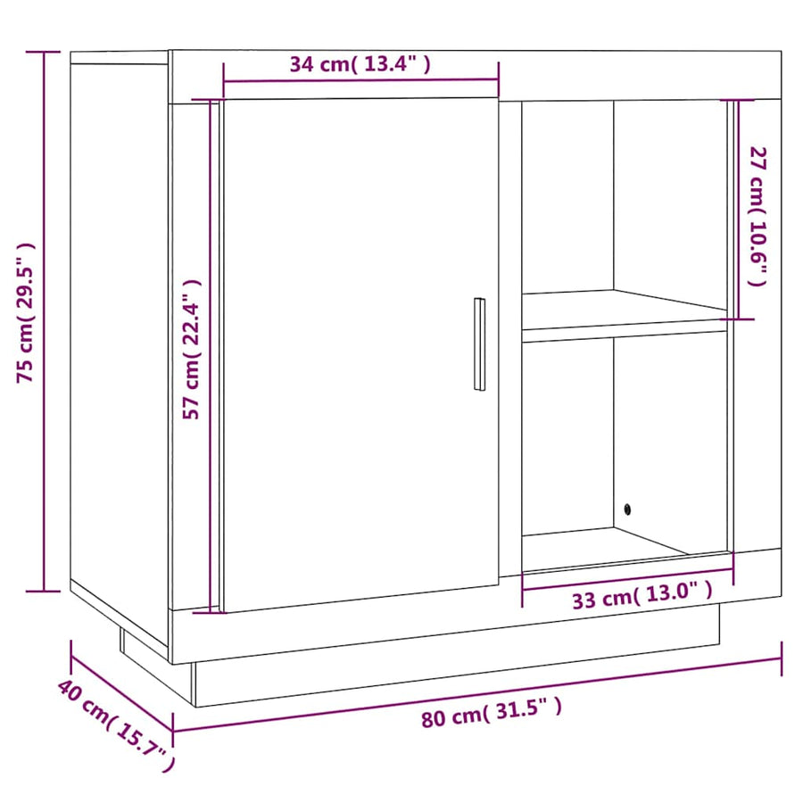 Sideboard Sonoma Oak 80x40x75 cm