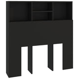 Headboard Cabinet Black 100 cm - Front View
