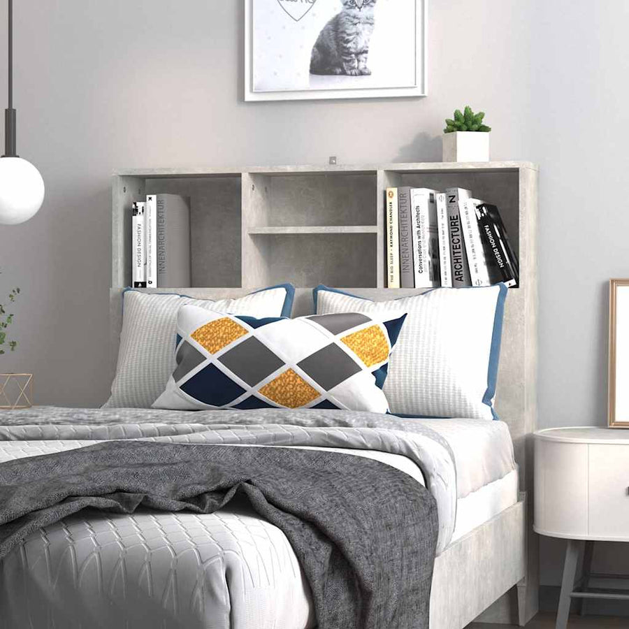 Headboard Cabinet Concrete Grey 100 cm