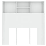 Headboard Cabinet High Gloss White 100x19x103.5 cm - Top-Down View