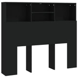 Headboard Cabinet Black 120 cm - Front View