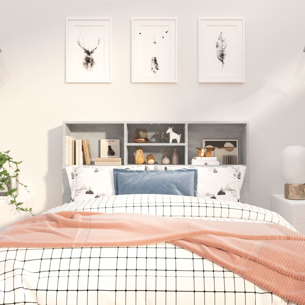 Headboard Cabinet Concrete Grey 120 cm