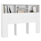 Headboard Cabinet White 140x19x103.5 cm - Top-Down View